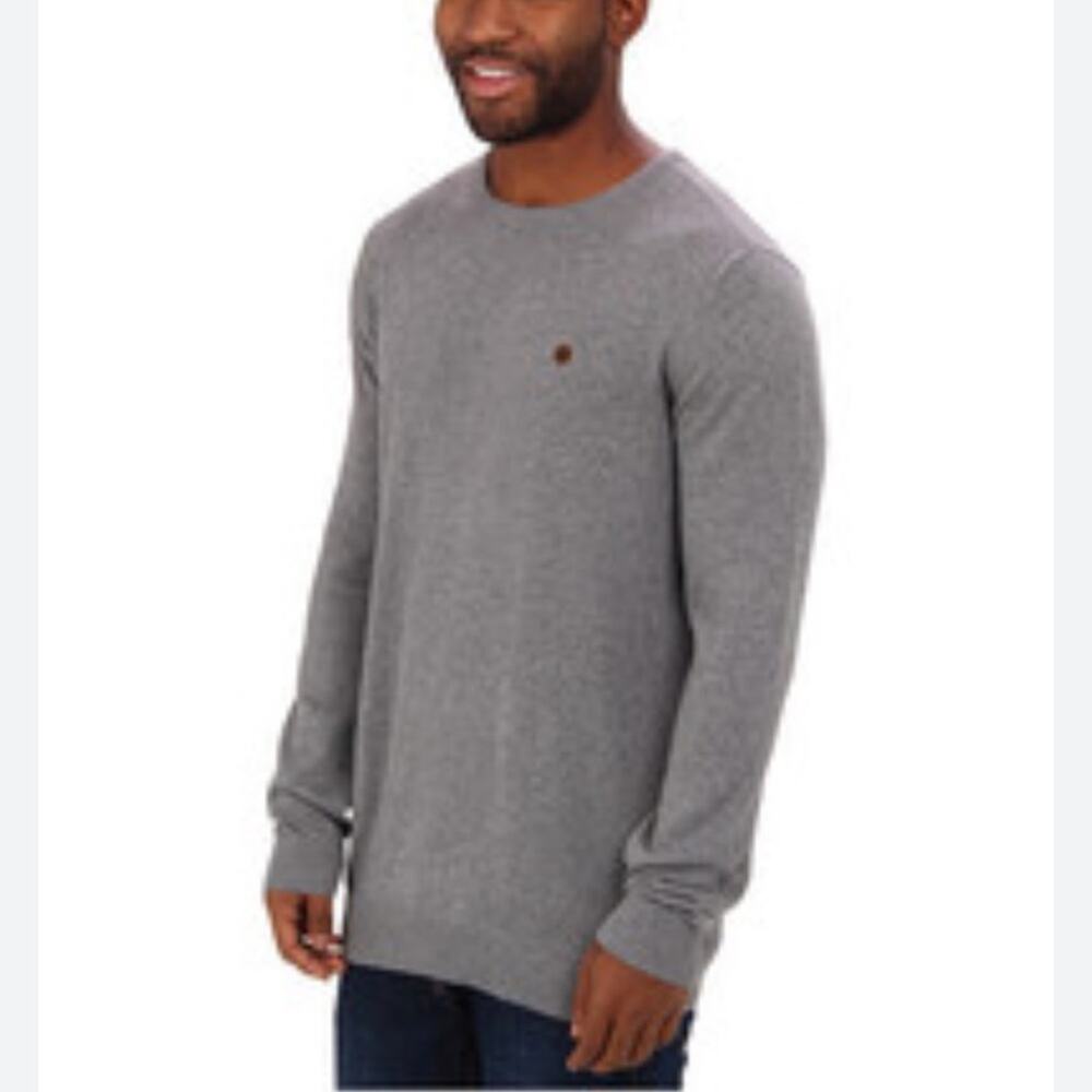 Billabong Sweater Men’s Solid Grey Crew Neck Embroidered Logo Patch Normcore